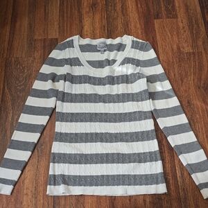 Striped Gray and White Women's Sweater